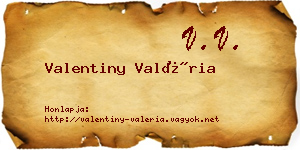 Valentiny Valéria névjegykártya